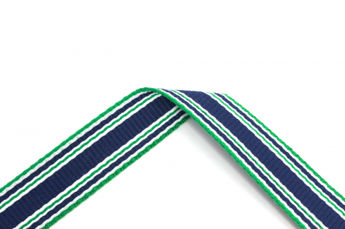 Gurtband Streifen blau/weiß/grün 30 mm (1 m)